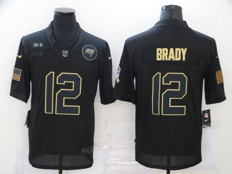 Men Tampa Bay Buccaneers #12 Brady Black gold lettering 2020 Nike NFL Jersey